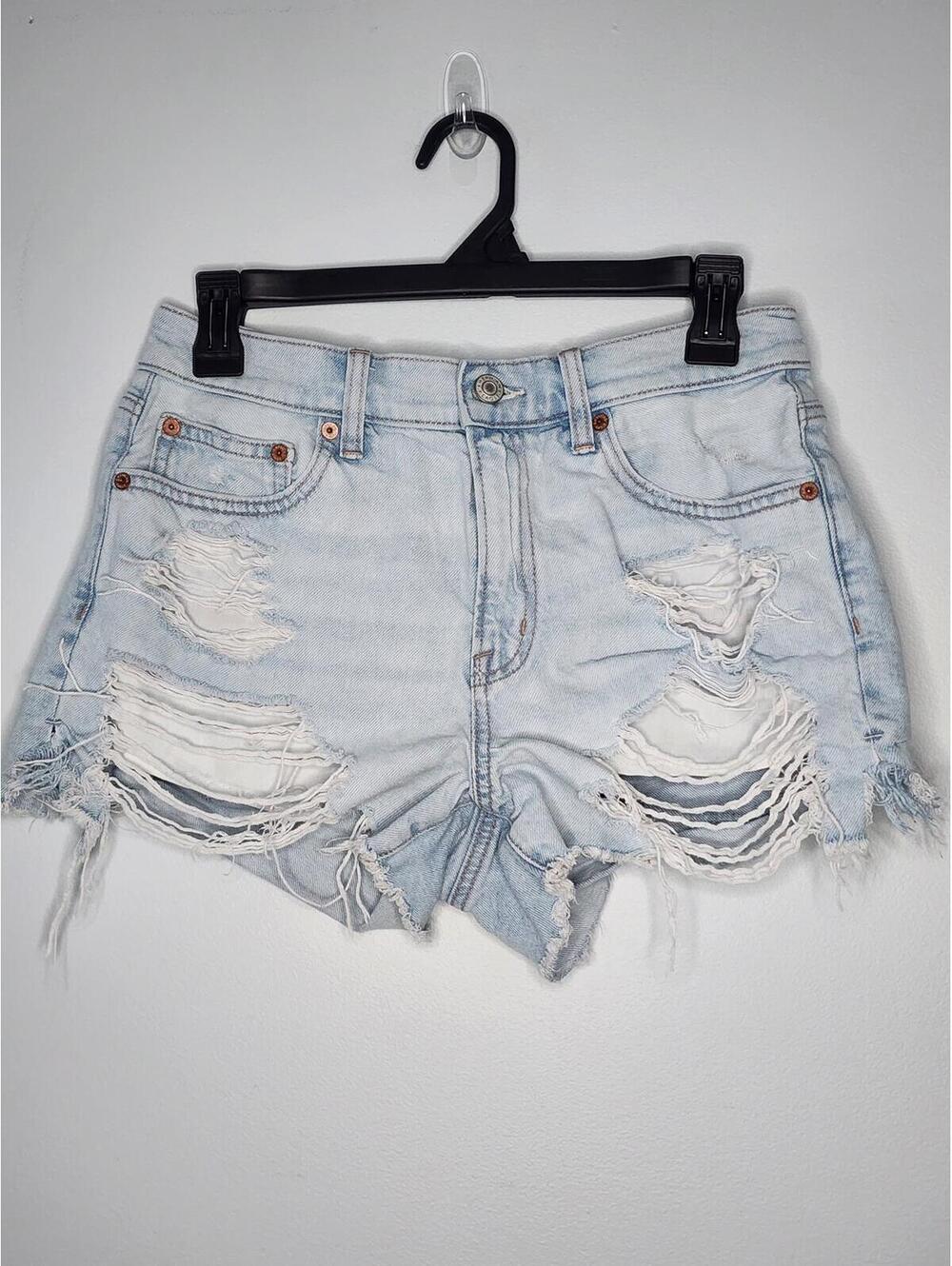 American Eagle Light Wash Distressed Cutoff Denim Shorts